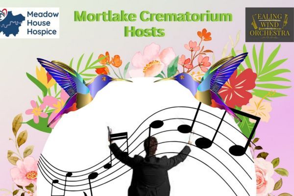 Colourful birds and flowers and a conductor with musical notes floating around him